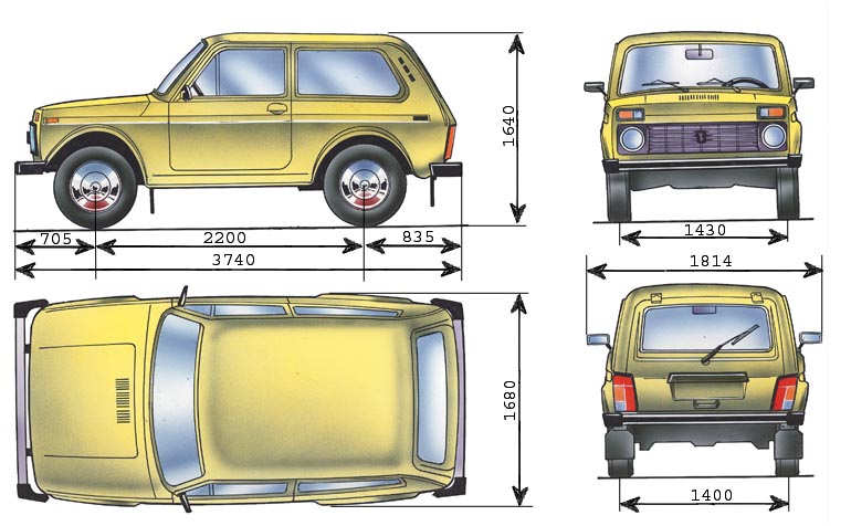 Габаритные размеры ВАЗ-21213 Niva