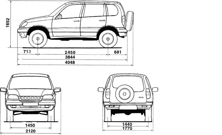 Габаритные размеры ВАЗ-2123 Niva 2