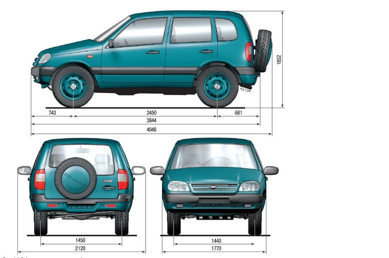 Габаритные размеры ВАЗ-21236<br>Niva Chevrolet